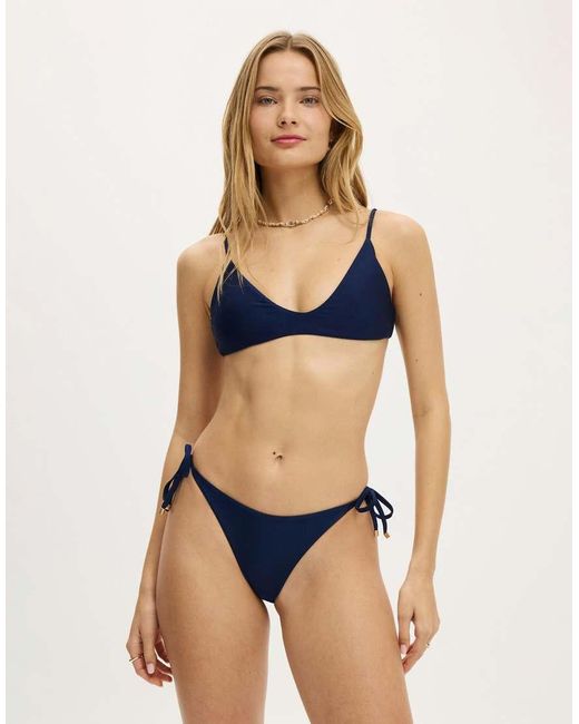 Cotton On Blue String Tie Side Brazilian Bikini Bottom