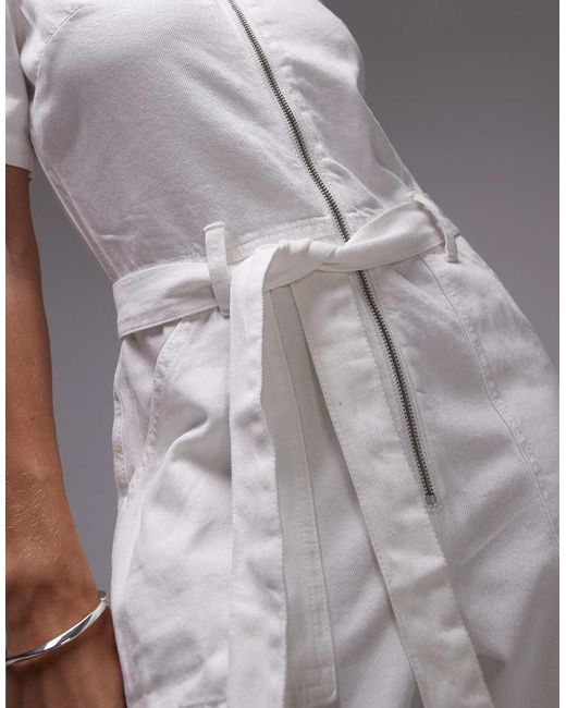 Mango Gray Relaxed Denim Zip Through Jumpsuit