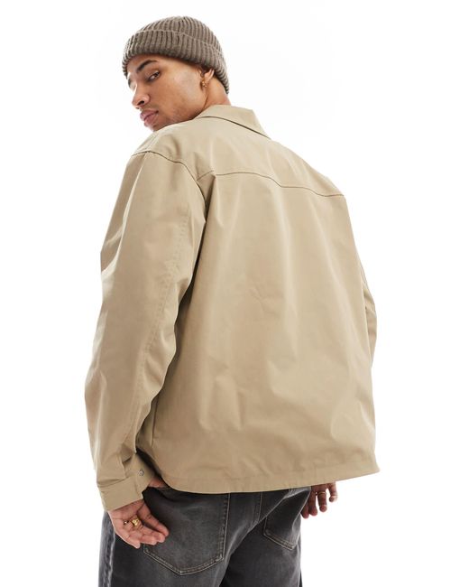 Jack & Jones – harrington-jacke aus twill in Natural für Herren