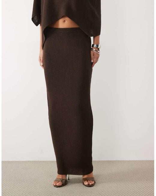 Missy Empire Brown Ribbed Knit Maxi Skirt Co-Ord