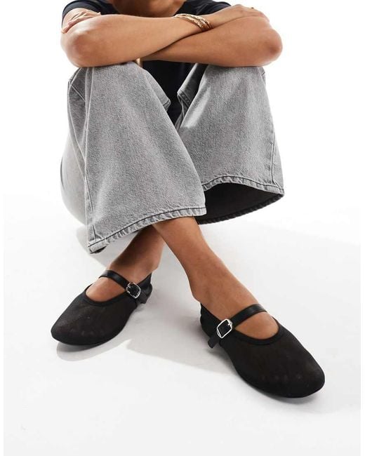 Mango Gray Net Ballet Shoes