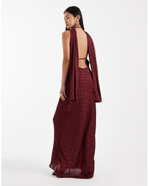 ASOS Red Scarf Cowl Neck Maxi Dress
