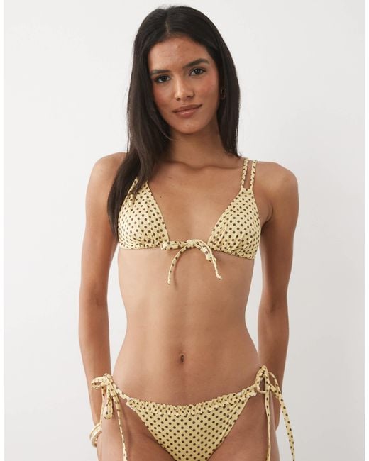ASOS Brown Dottie Double Strap Triangle Bikini Top