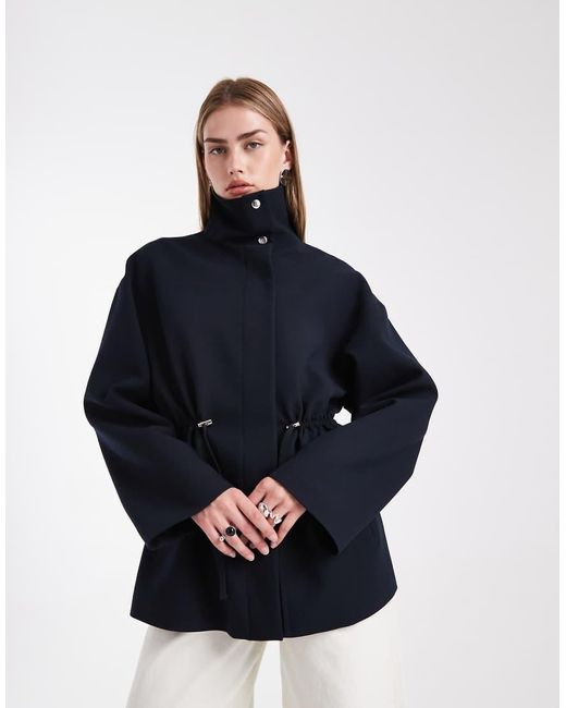 ASOS Blue Funnel Neck Drawstring Waist Blazer