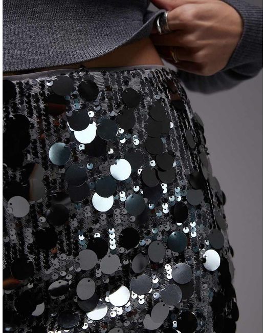 ASOS Gray Mixed Sequin Mini Skirt