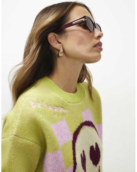 River Island Green Long Sleeve Face Jumper