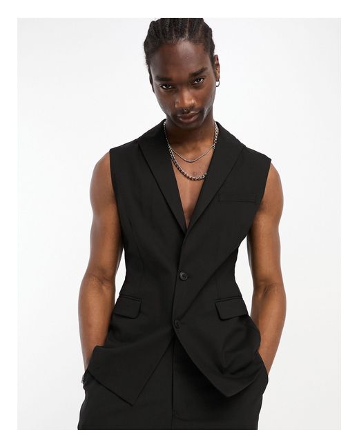 ASOS Black Slim Sleeveless Suit Jacket for men