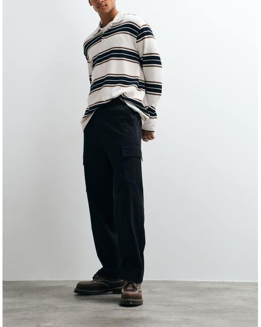 Only & Sons White Fade Loose Fit Cargo Trousers for men