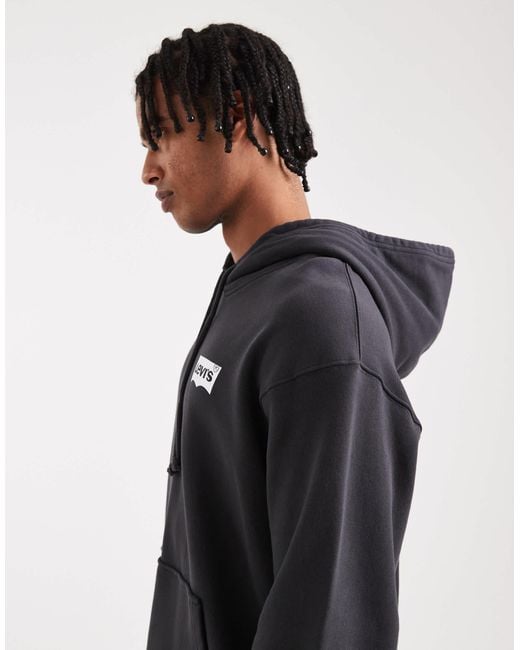 Levi's Gray Sky High Back Print Relaxed Fit Hoodie for men