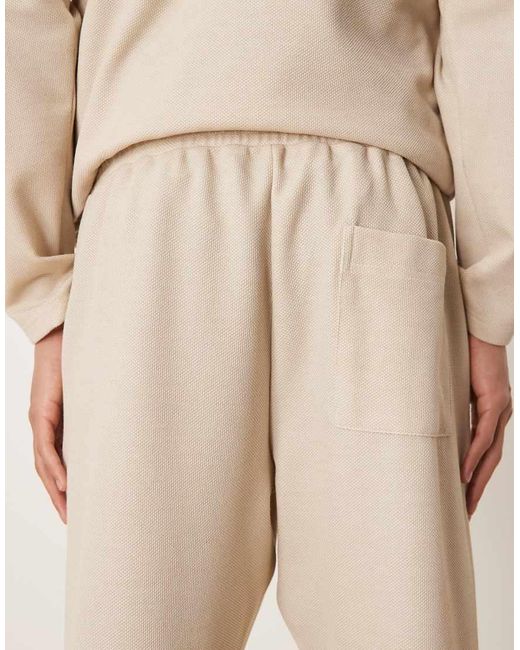 ASOS Natural Co-ord Pique Tapered jogger With Pin Tuck for men