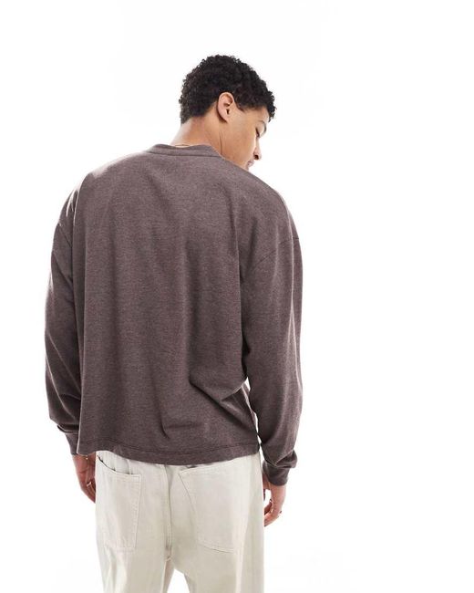 ASOS Oversized Recht Henley T-Shirt in het Brown voor heren
