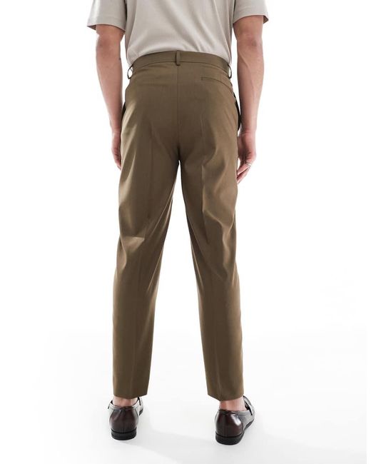 ASOS Natural Tapered Suit Trousers for men