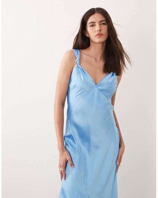 Never Fully Dressed Blue – sofia – satin-maxikleid
