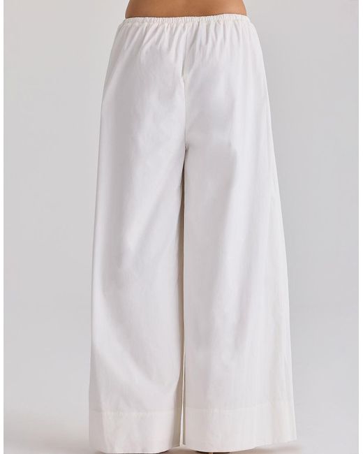 House Of Cb White Jae Cotton Wide Leg Trousers