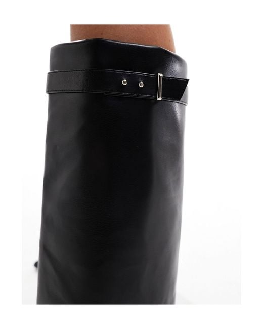 ASOS Black Clearly High-heeled Fold Over Knee Boots