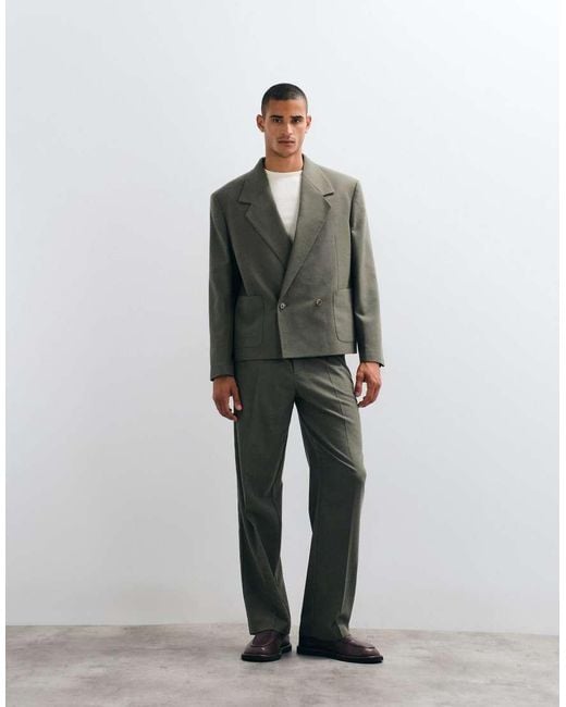 ASOS Boxy Wikkelcolbert Met Wol in het Gray voor heren