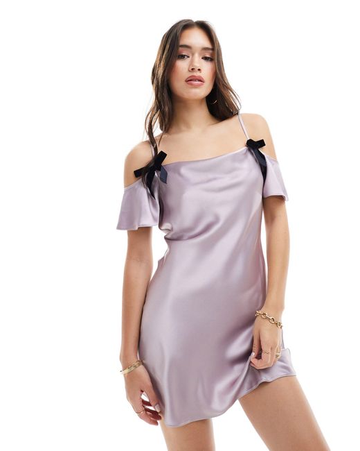 Vestido corto con detalle Miss Selfridge de color Purple