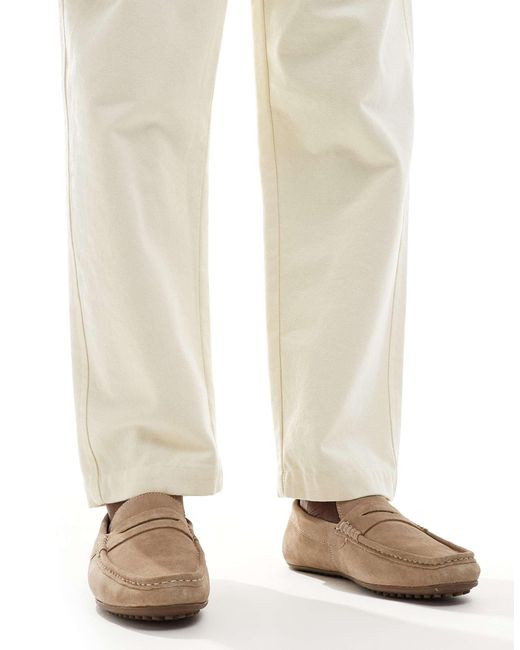 ASOS – mokassin-schuhe aus wildleder in Natural für Herren