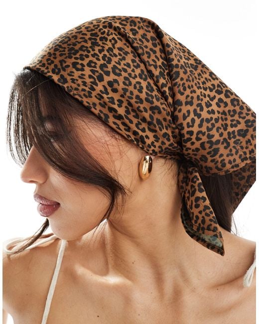 ASOS Natural Leopard Print Headscarf