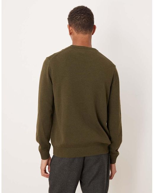 Mango Green Round Neck Knitted Jumper for men