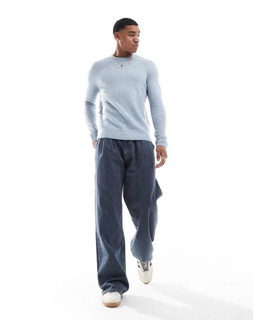 New Look Blue Boucle Jumper for men