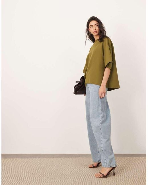 ARRANGE Natural Boxy Seam Top With Tie Back Detail