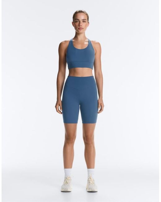 Oysho Blue Medium-Support Comfortlux Sports Bra With Cups