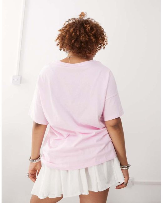 Noisy May Oversized T-Shirt Met Good Vibes-Print in het Pink