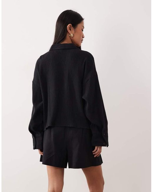 ASOS Blue Cropped Textured Cotton Shirt