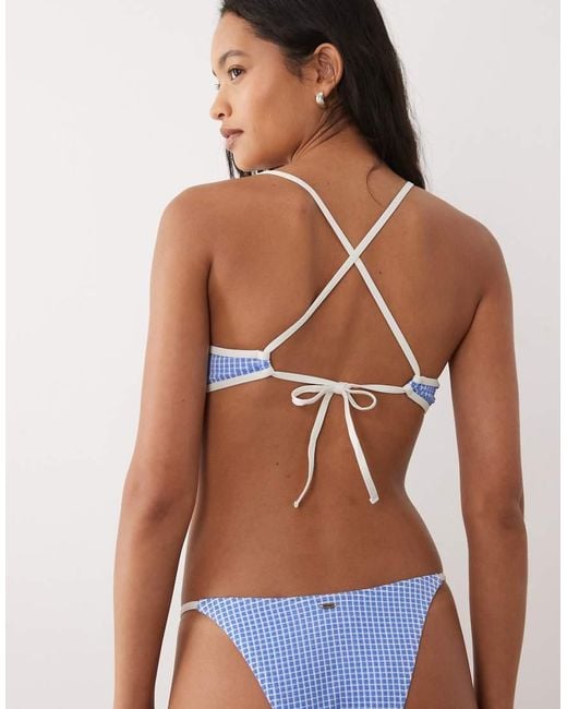 Rip Curl Blue Rip Curl Contrast Trim Gingham Bralet Bikini Top