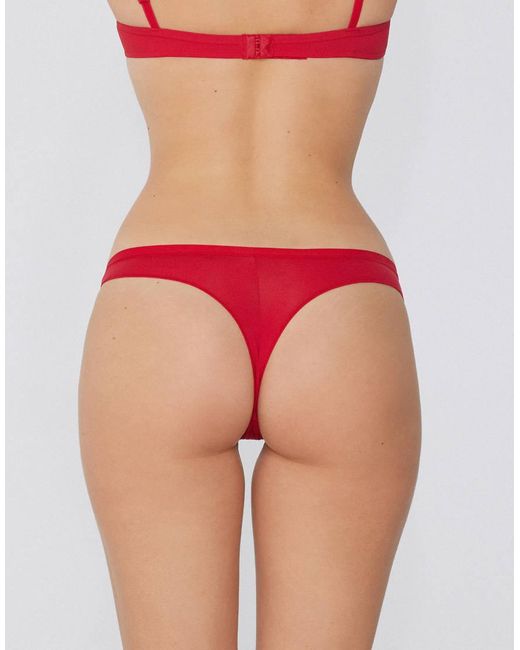Tezenis Red Plain Colour Cotton Brazilian Briefs