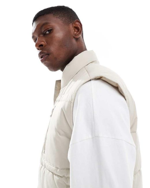 Only & Sons White Padded Technical Gilet for men