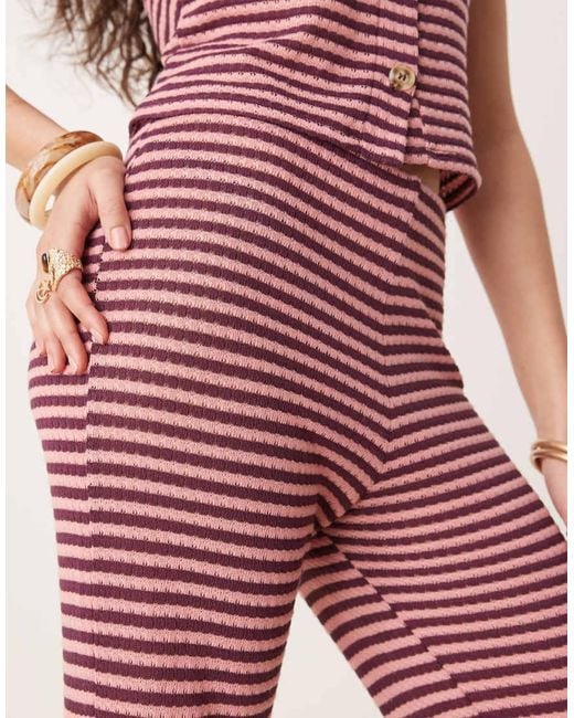 ASOS Gestreepte Gebreide Broek Met Wijde Pijpen in het Pink