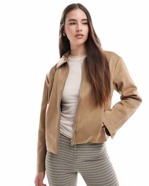 Cotton On Natural Cotton On Drew Faux Suede Jacket
