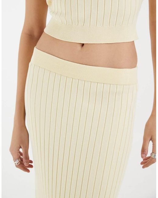 4th & Reckless Natural Ribbed Knit High Waisted Maxi Skirt Co-Ord