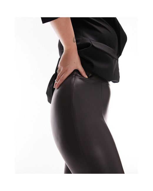 topshop black faux leather skinny trousers