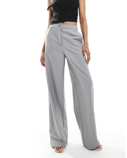 ASOS Gray Asos Design Tall Tailored Relaxed Straight Leg Pants