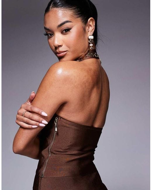 ASOS Purple Co-ord Bandage Scoop Detail Halter Neck Top