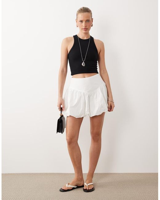 Gina Tricot White Dropped Waist Bubble Skirt