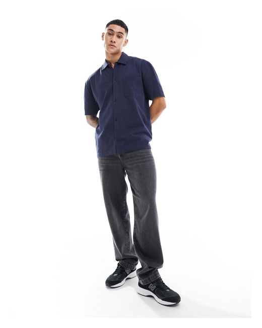 ASOS Blue Short Sleeved Pique Jersey Shirt for men