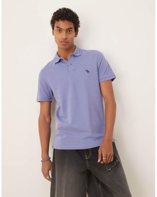 Abercrombie & Fitch Purple Textured Icon Detail Polo Top for men