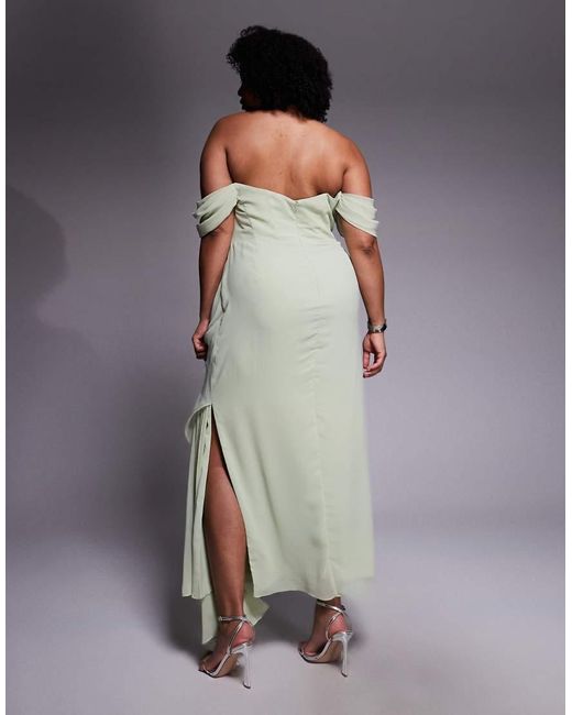 ASOS Multicolor Asos Design Curve Georgette Bardot Bridesmaids Dress
