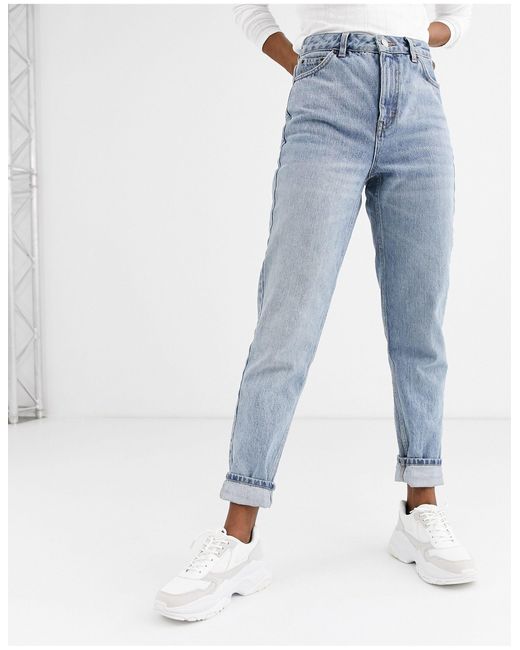 TOPSHOP Denim – mom-jeans mit ausgebleichter waschung in Blau - Lyst