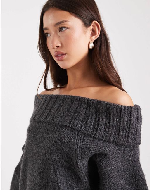 ASOS Black Drape Off Shoulder Jumper
