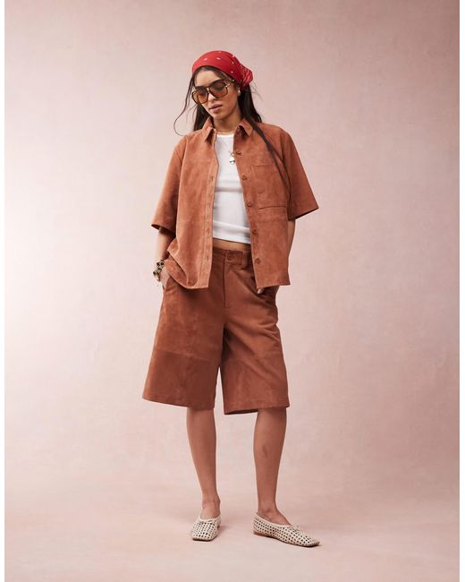 ASOS Pink Suede Bermuda Shorts