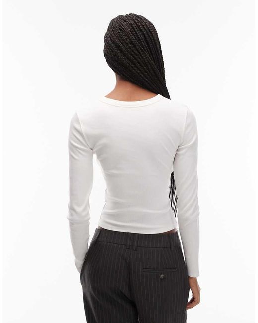 ASOS White Rib Crew Neck Long Sleeve Top