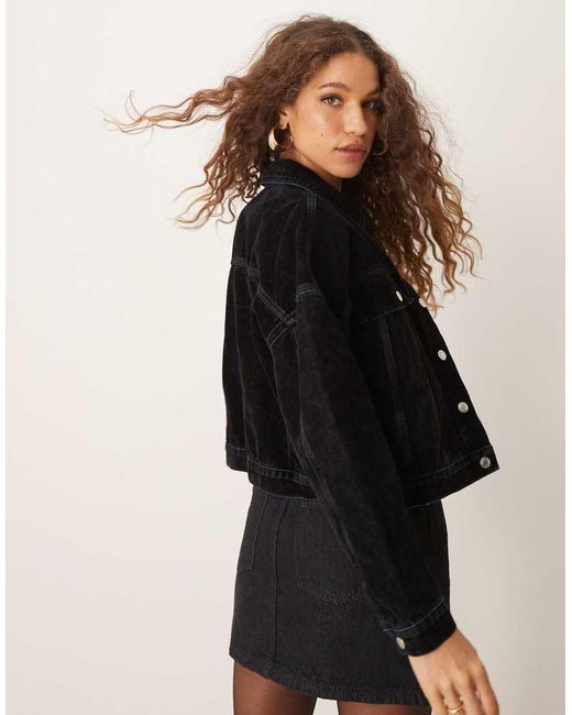 Chaqueta De Estilo Wéstern Con Patrón Flocado De ASOS de color Black