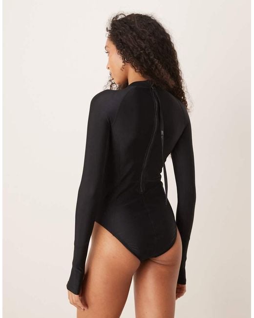 Nike Black Nike Hydralock Fusion Long Sleeve Swimsuit
