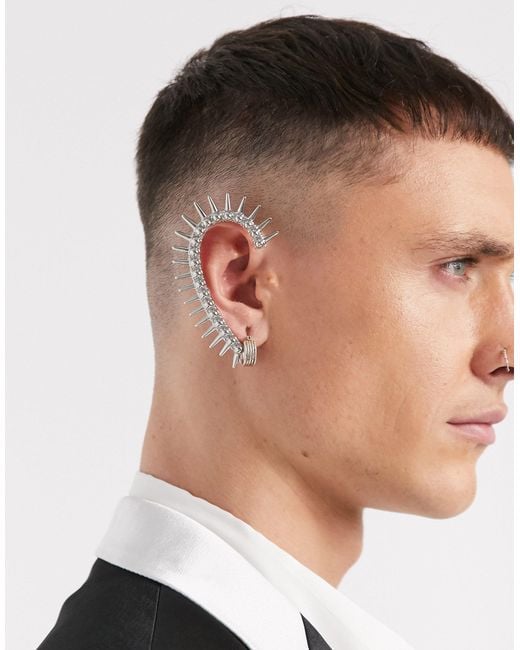 ASOS Metallic Full Ear Cuff With Spikes for men