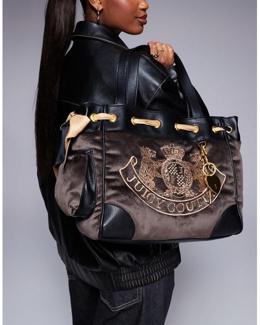 Juicy Couture Black Daydreamer Y2k Logo Double Handle Shoulder Bag